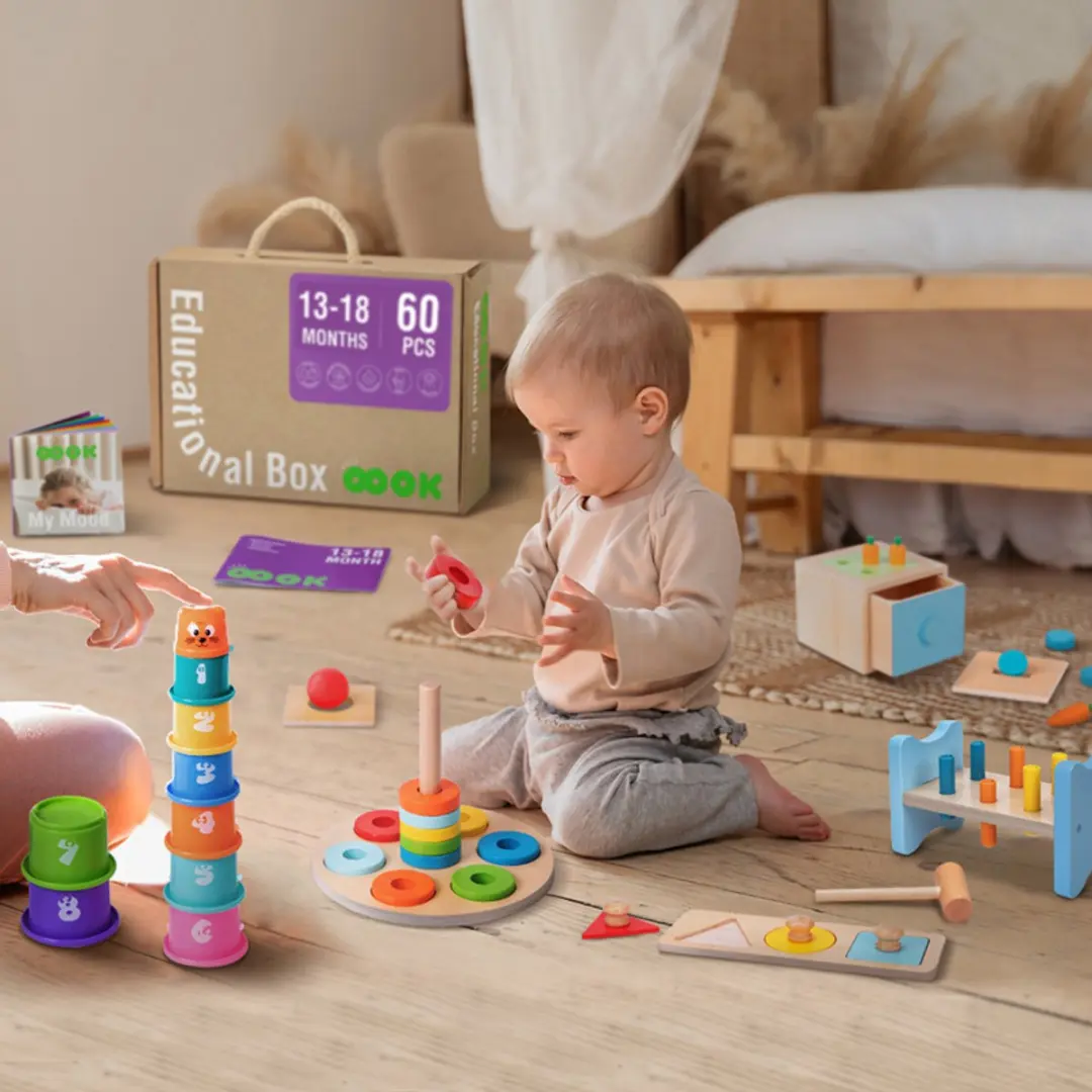 Tooky Toy Educatieve Speelgoedbox 13-18 Maanden - 60-delig Montessori Set