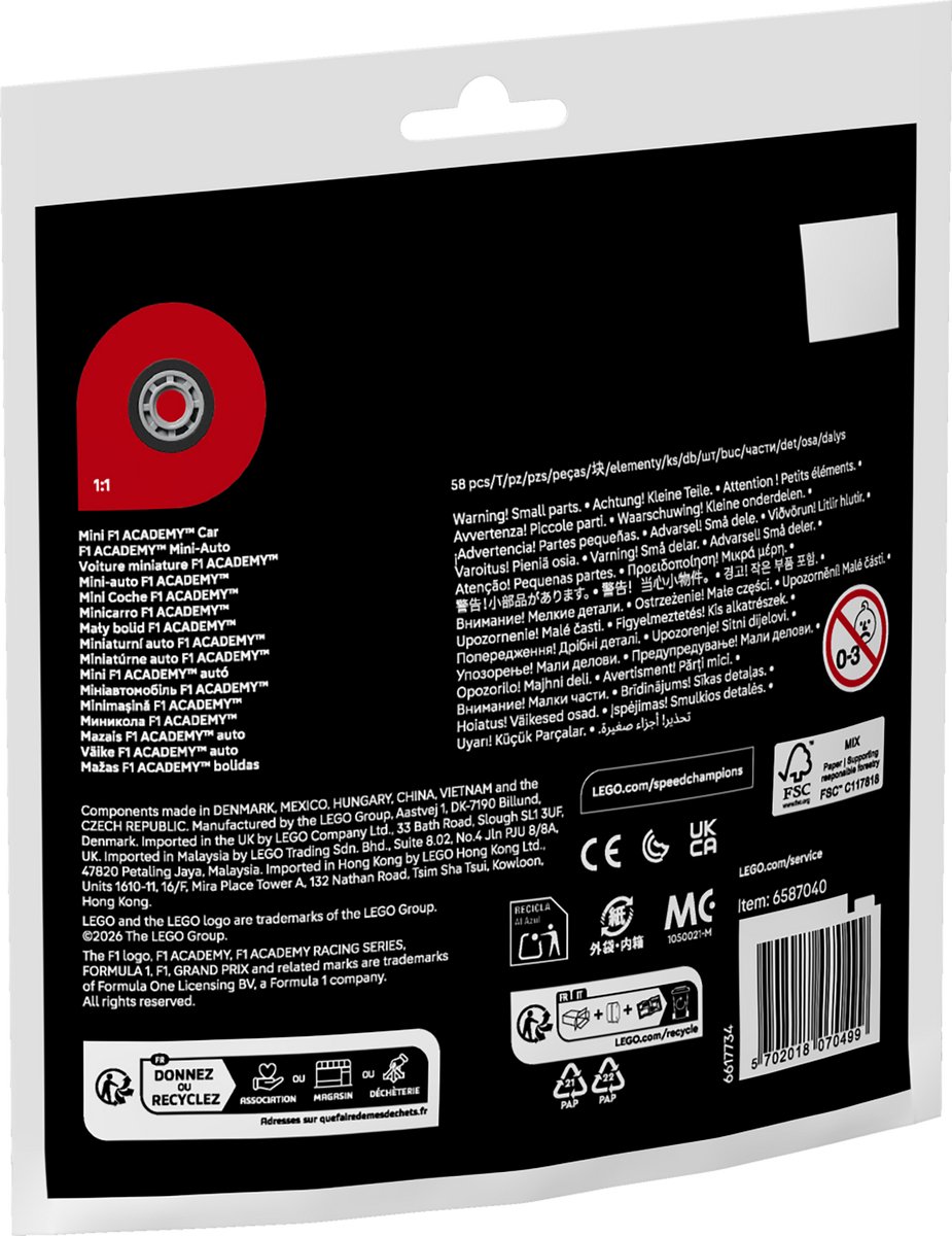 LEGO Speed Champions - Mini F1 ACADEMY™ auto - 30734