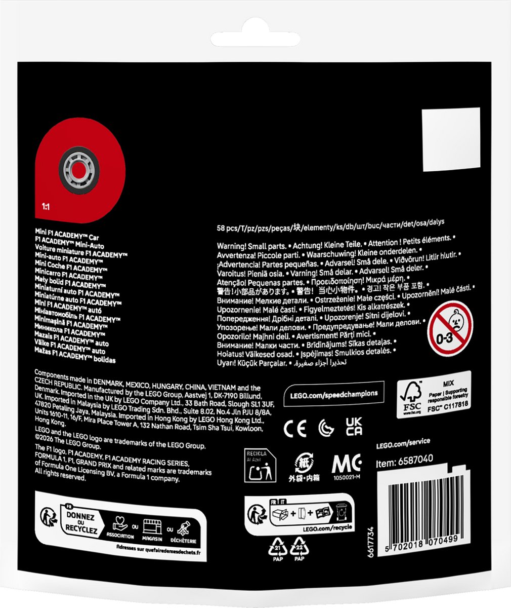 LEGO Speed Champions - Mini F1 ACADEMY™ auto - 30734