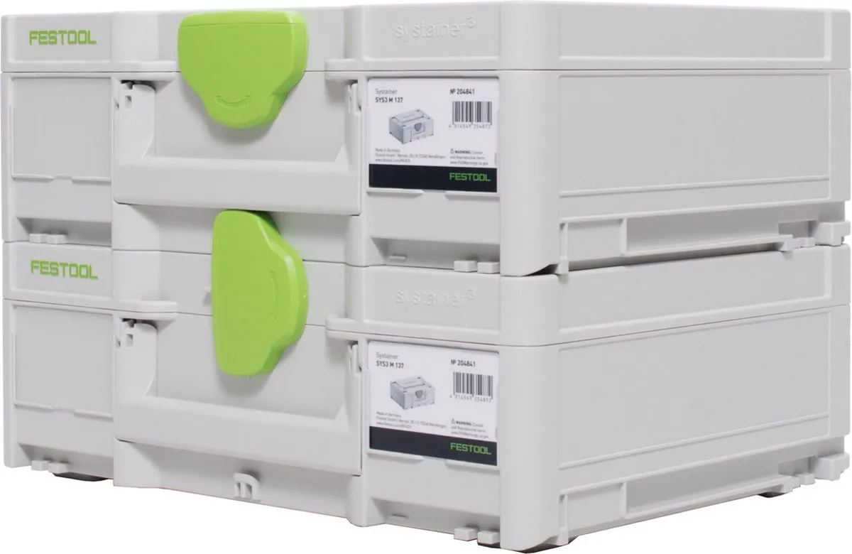 Festool Systainer SYS3 M 137 Set - 2x 10,4L - Grijs