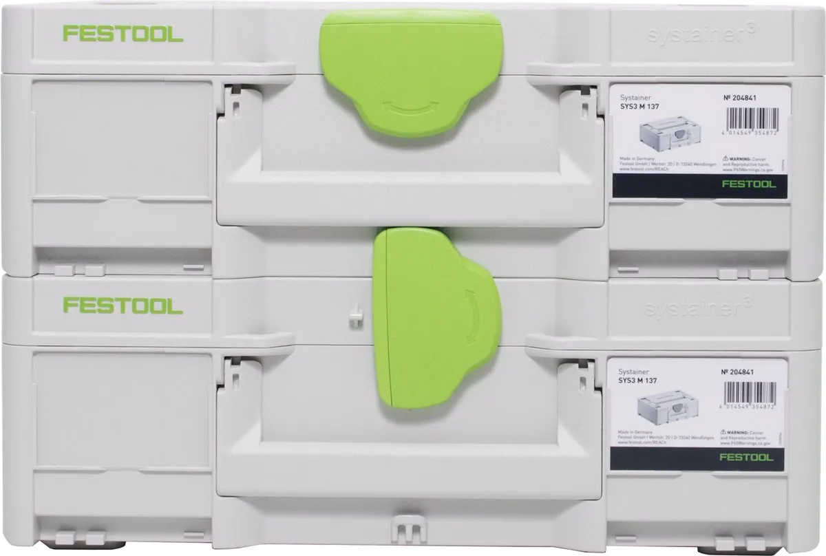 Festool Systainer SYS3 M 137 Set - 2x 10,4L - Grijs