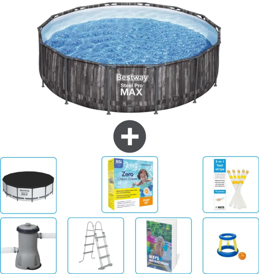 Bestway Steel Pro MAX Zwembad 427cm - 13030L - Grijs