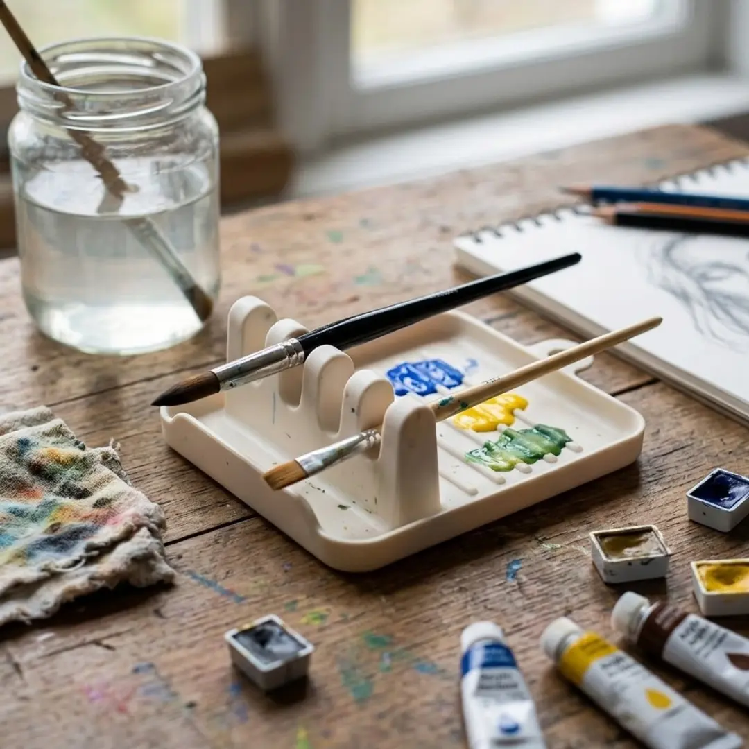 NuveX Penseelhouder Kunststof - 4 Sleuven - Witte Bureauorganizer