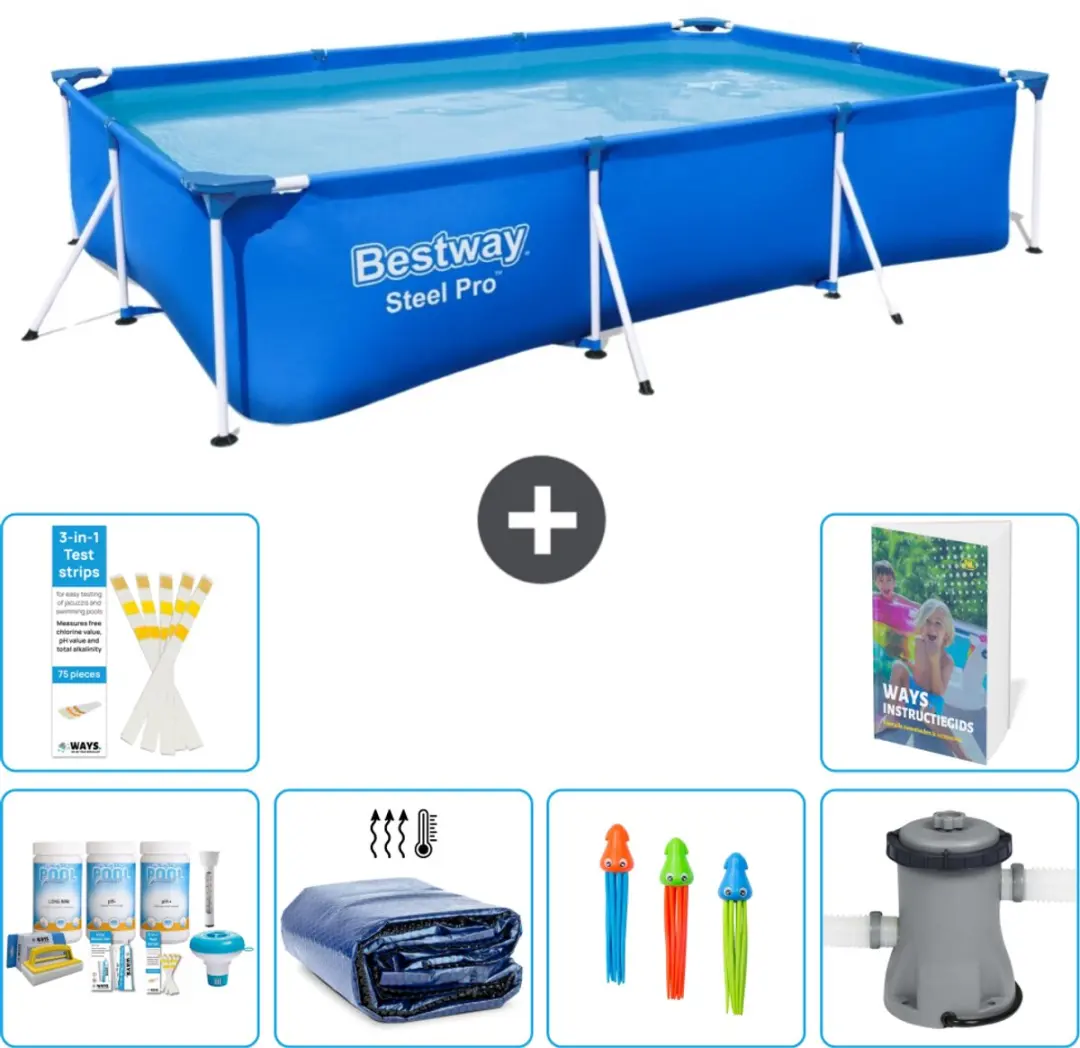 Bestway Steel Pro 56404-Blauw Zwembad 300x201cm