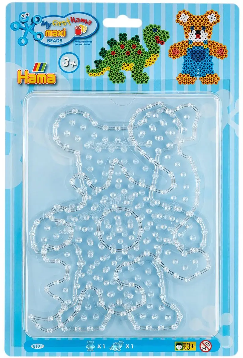 Hama Strijkkralenbordjes Maxi Dino & Teddybeer
