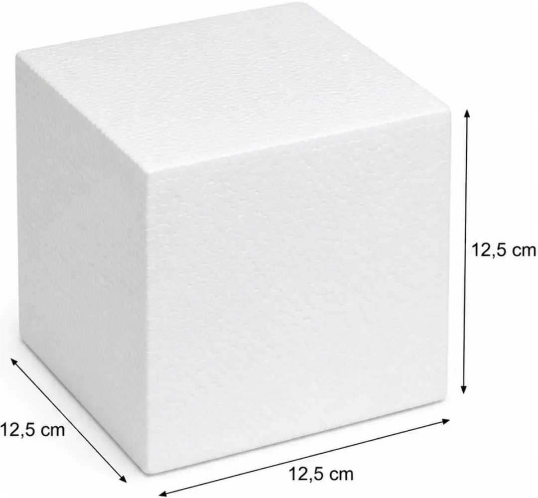 Bellatio Design Piepschuim Kubus 12,5cm - 4 Stuks - Wit