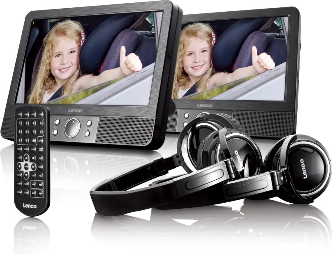 Lenco MES-415 Portable DVD-speler 9" Dubbel Scherm - Zwart