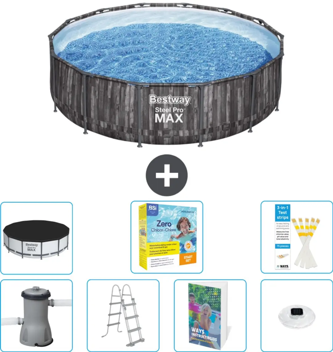 Bestway Steel Pro MAX Zwembad 427x107cm - 13030L - Grijs
