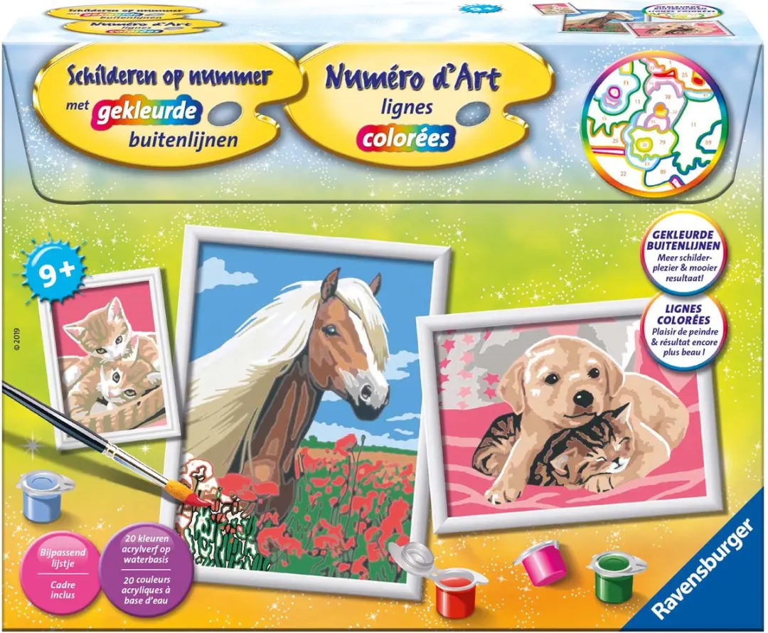 Ravensburger Schilder op Nummer 3-in-1 Dieren Set - Kleurenmix