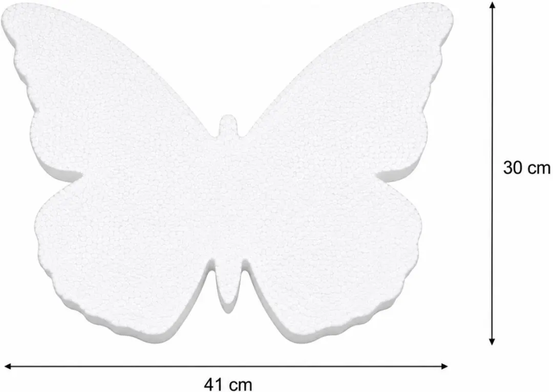 Bellatio Design Piepschuim Vlinder 2x - H30 x B41cm - Wit