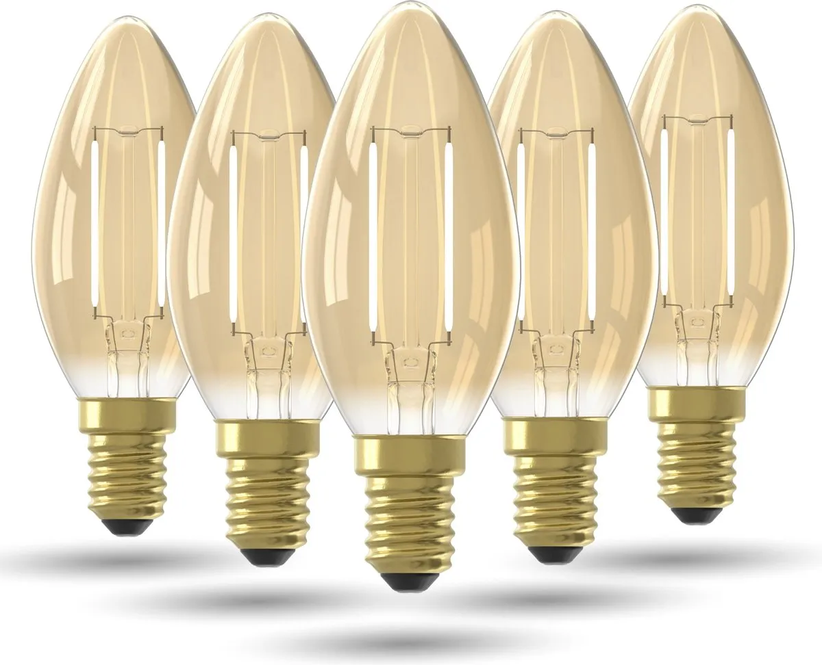 Calex LED Kaarslamp Goud E14 3.5W 250lm 2100K - 5 Stuks