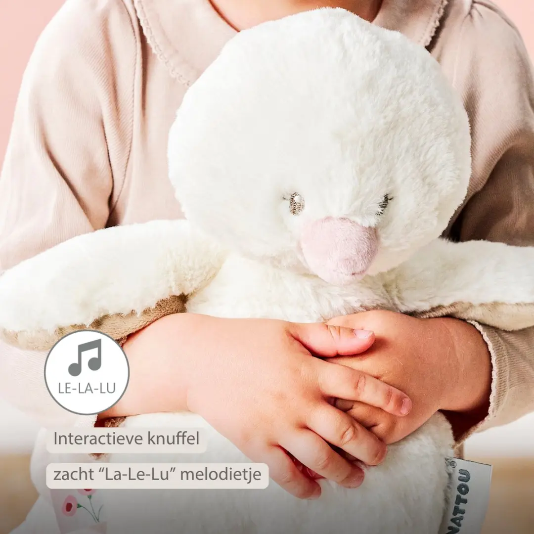 Nattou FanFan Muziekknuffel Eendje 30cm - Gebroken Wit - afbeelding 6 van 6