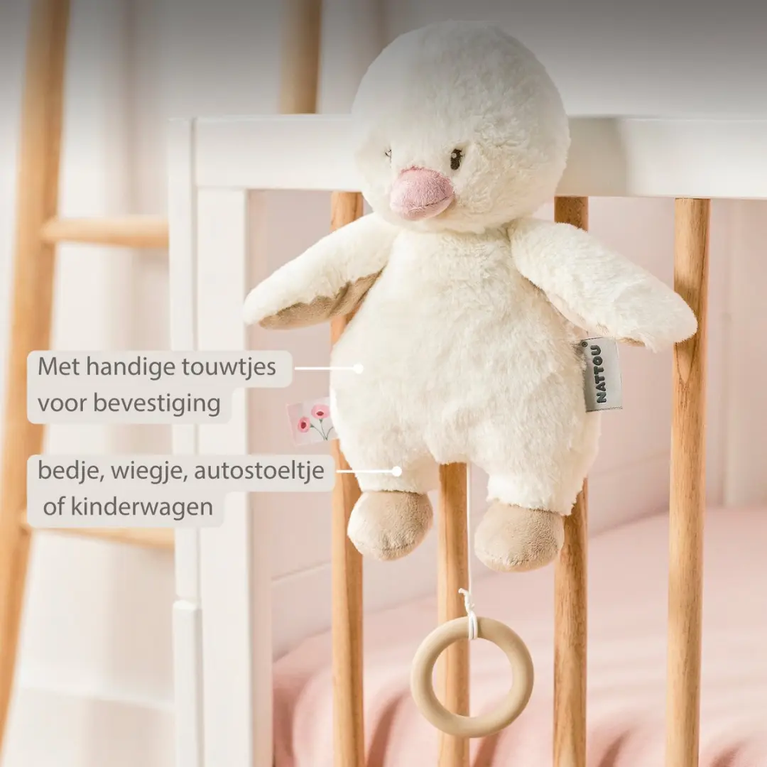 Nattou FanFan Muziekknuffel Eendje 30cm - Gebroken Wit