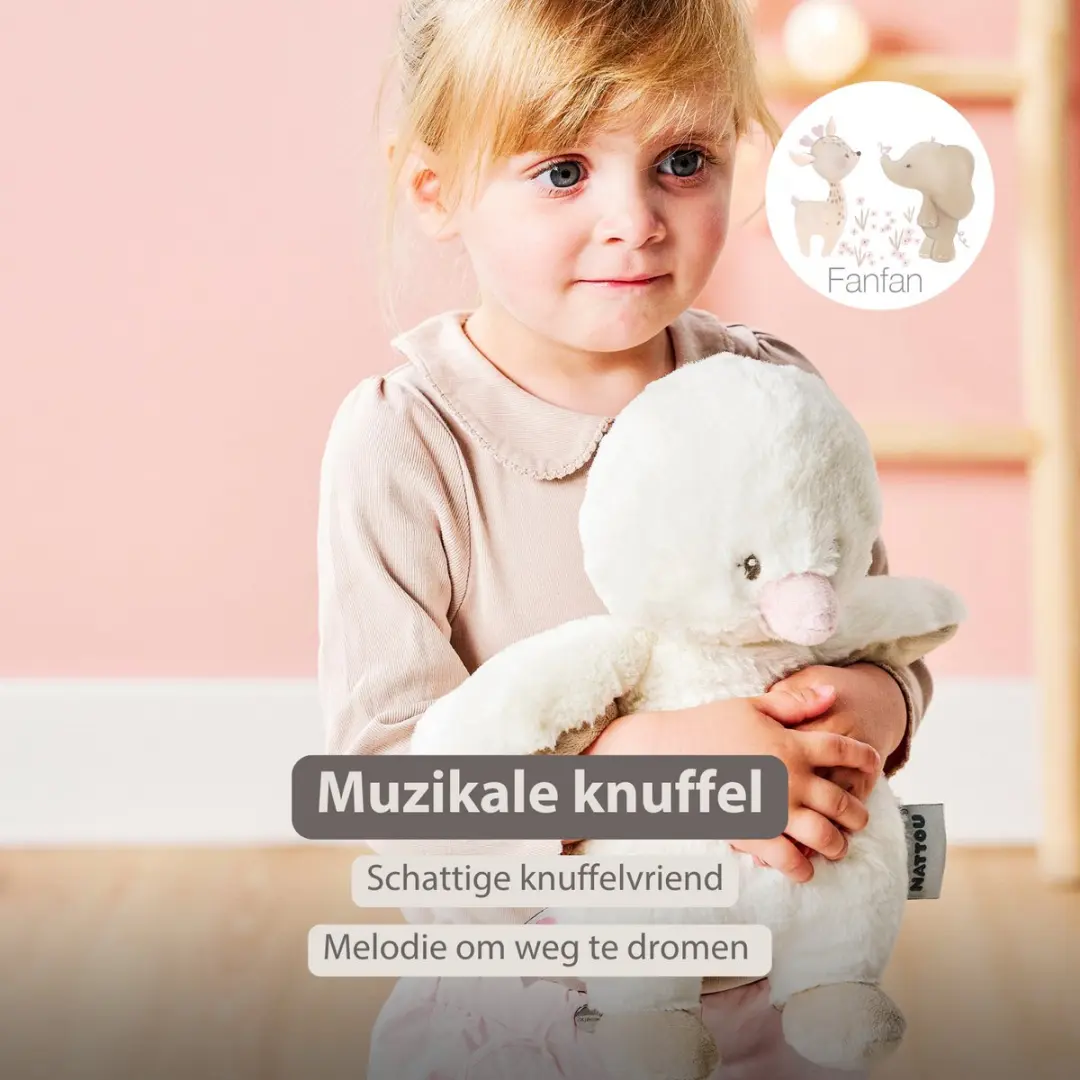 Nattou FanFan Muziekknuffel Eendje 30cm - Gebroken Wit