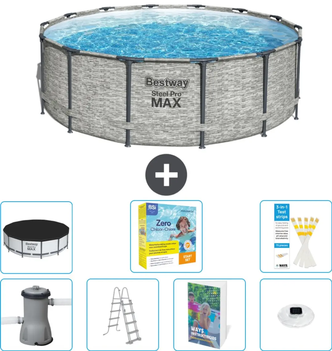 Bestway Steel Pro MAX Zwembad 427x122cm - 15.232L - Grijs