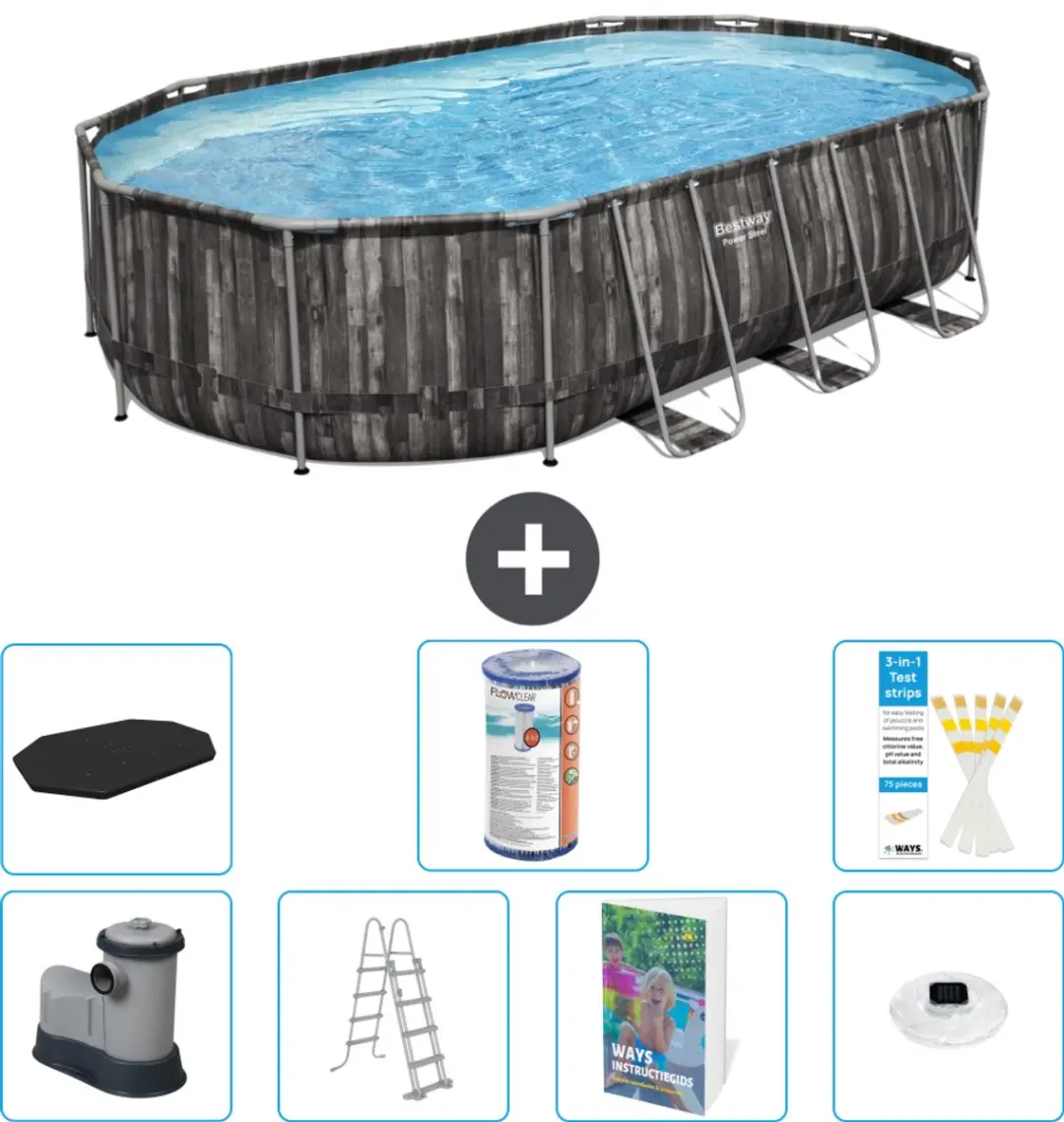 Bestway Ovaal Power Steel Zwembad 610x366x122cm