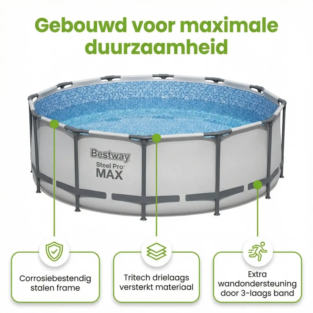 Bestway Steel Pro MAX Zwembad 549x122cm - Grijs - 23.062L