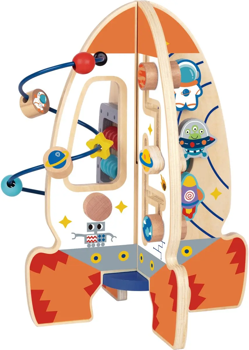 Tooky Toy Houten Raket Activiteitencentrum - Meerkleurig