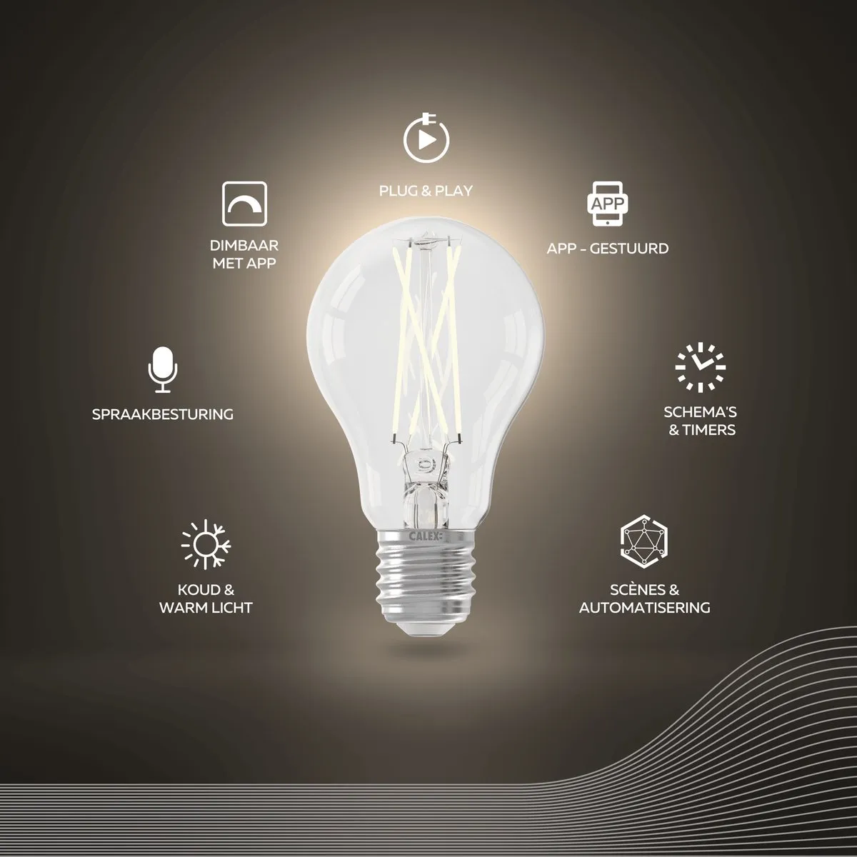 Calex Slimme LED Filament Lamp E27 - 7W - 1800K - Warm Wit - Set van 3