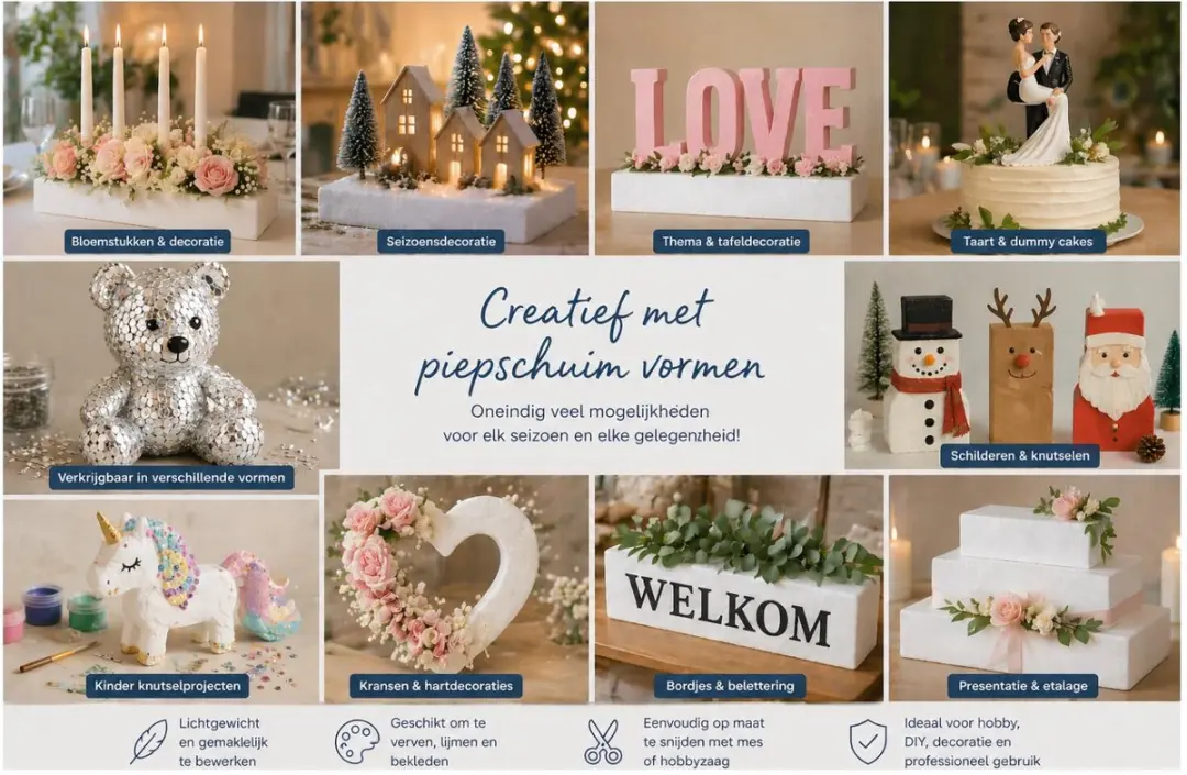 Bellatio Design Piepschuim Baksteen 70x10x10cm - Wit