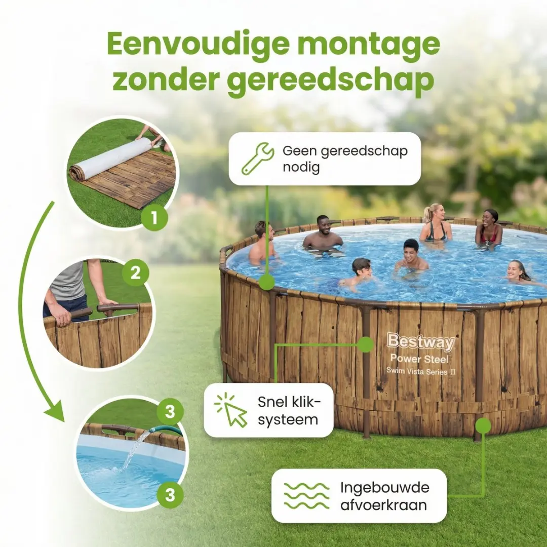 Bestway Power Steel Swim Vista Zwembad 549cm - 23.062L - 8-delig