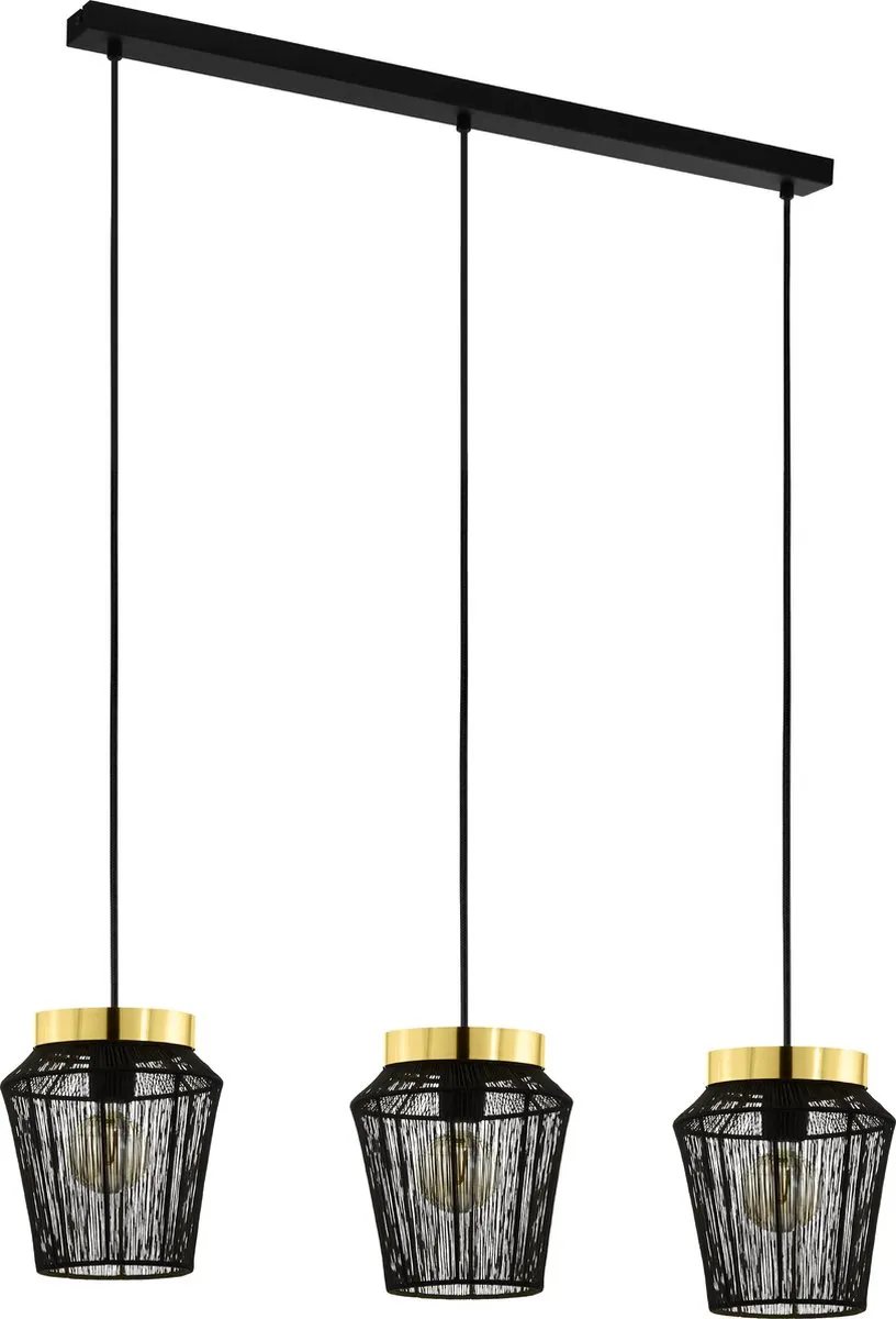 Eglo Escandidos Hanglamp E27 - 3 Lichtpunten - 92cm - Zwart/Goud