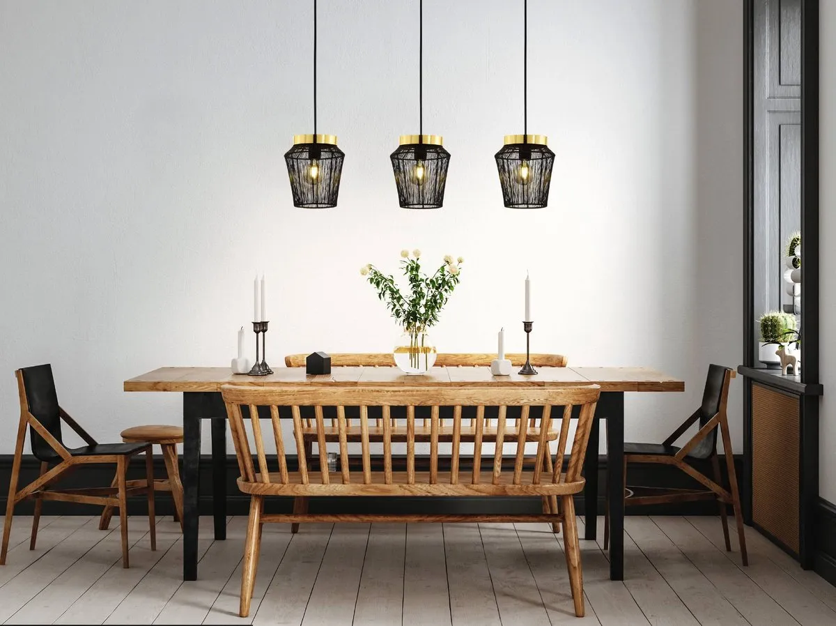 Eglo Escandidos Hanglamp E27 - 3 Lichtpunten - 92cm - Zwart/Goud
