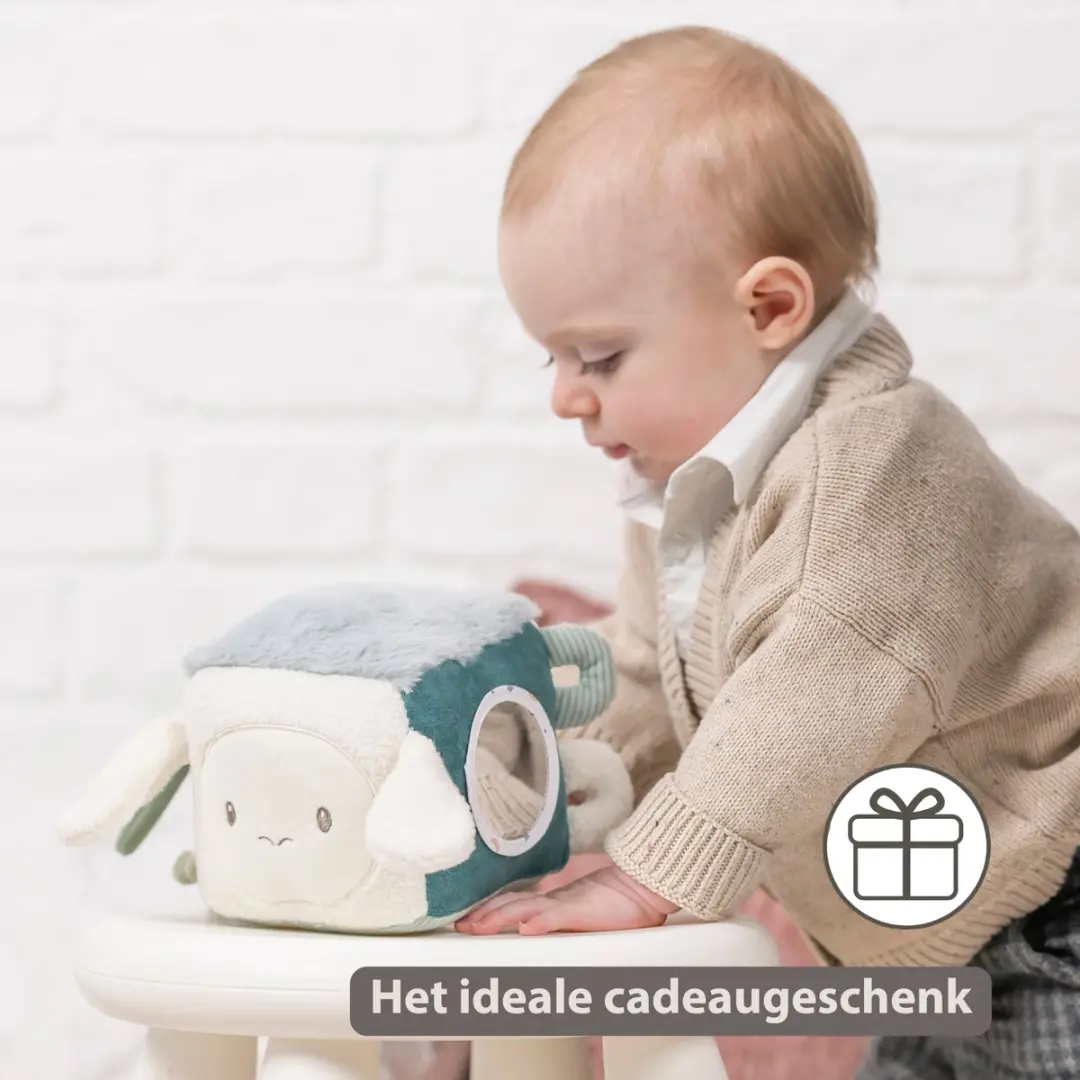 Nattou Lapidou Zachte Activiteitenkubus 18cm - Lindegroen