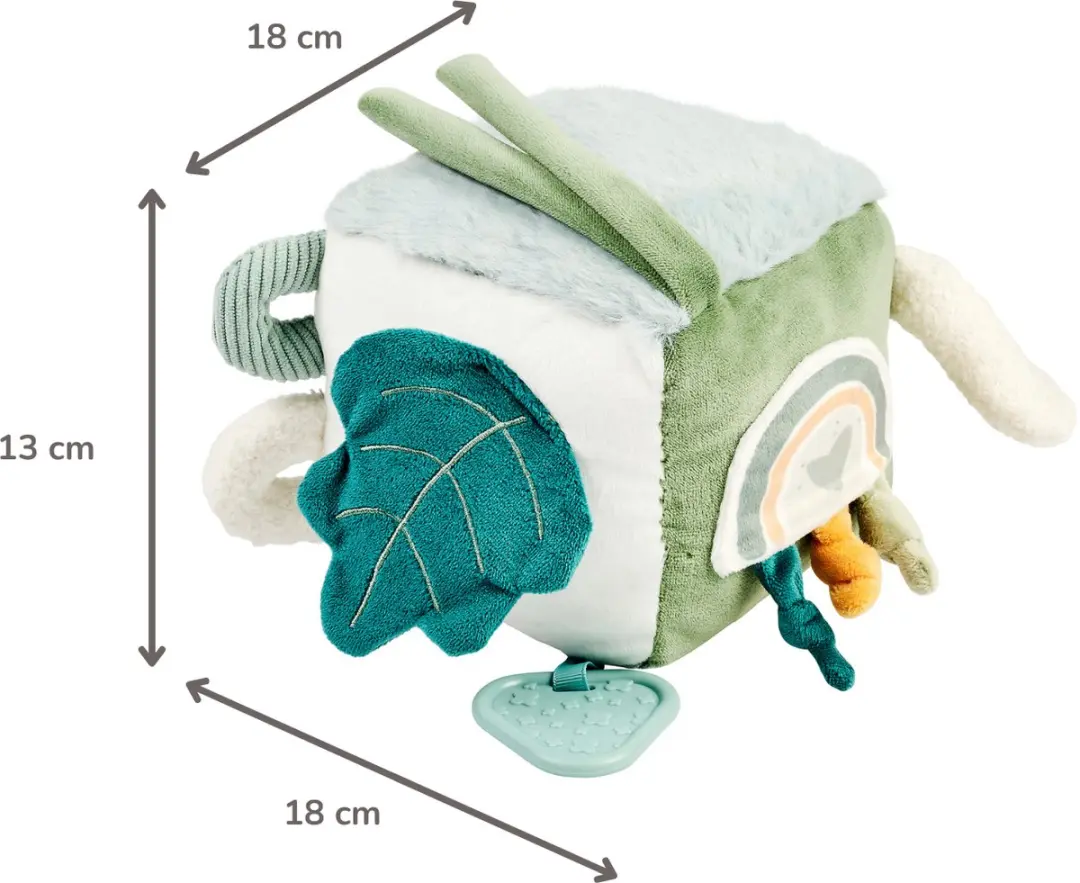 Nattou Lapidou Zachte Activiteitenkubus 18cm - Lindegroen