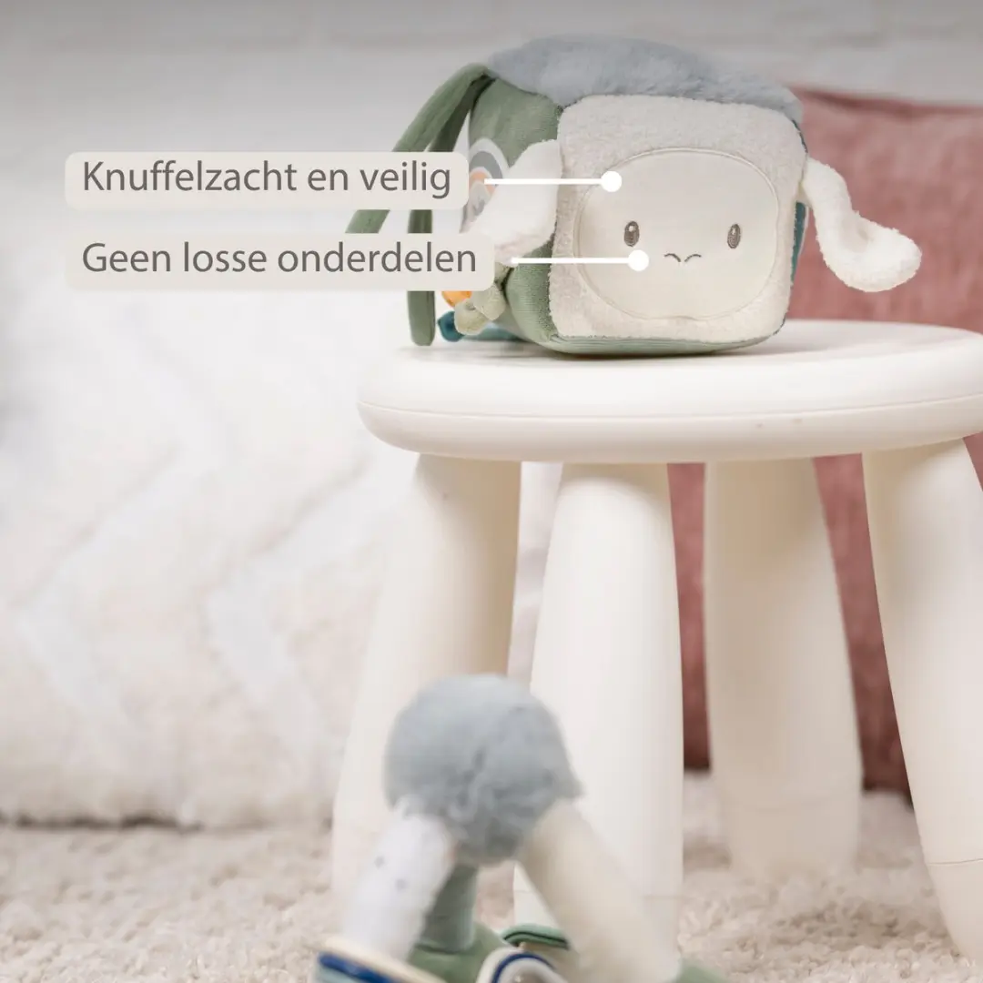 Nattou Lapidou Zachte Activiteitenkubus 18cm - Lindegroen