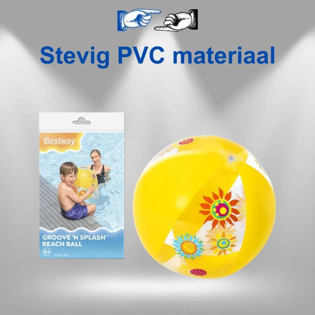Bestway Strandbal Geel 51cm - PVC - afbeelding 4 van 6