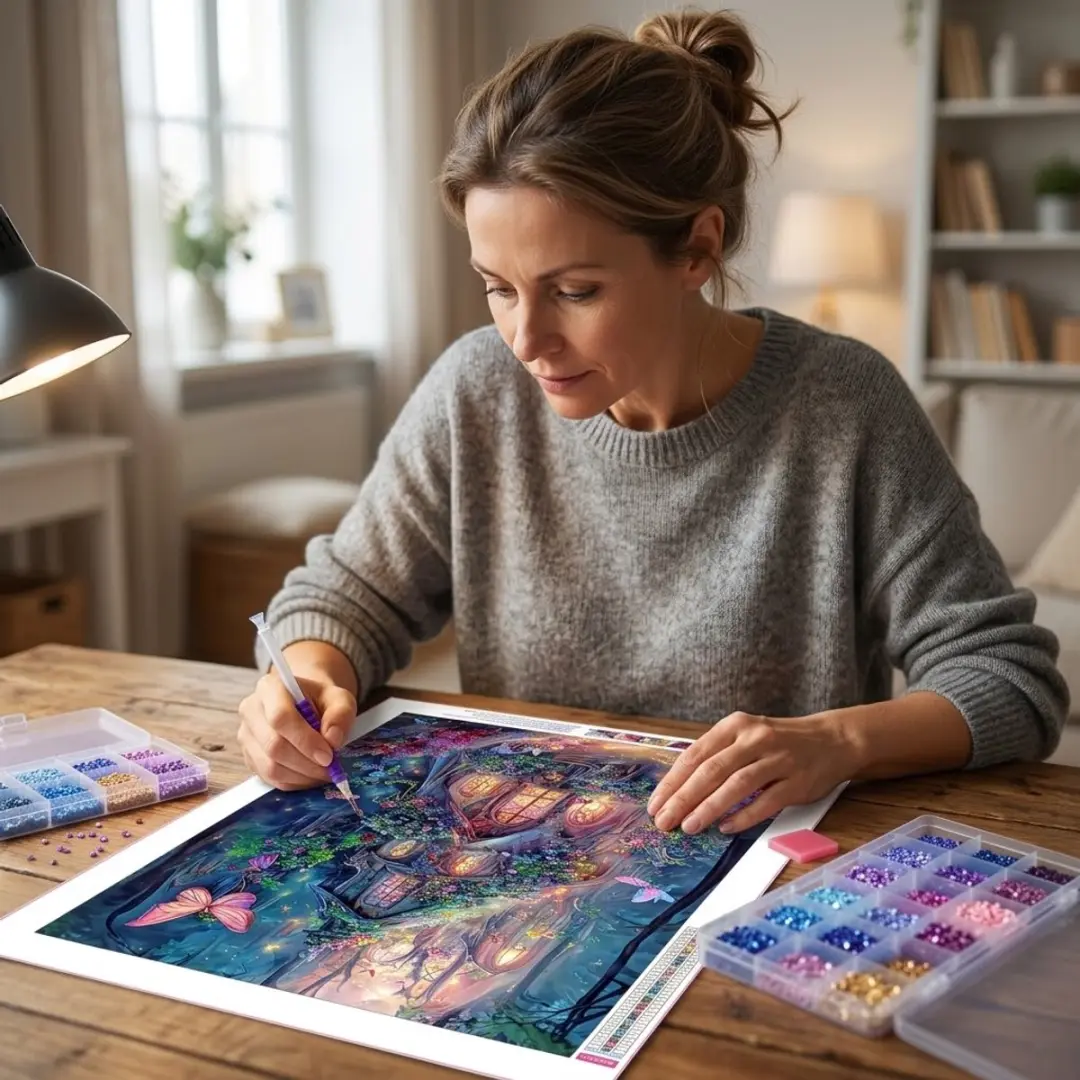 NUVEX Diamond Painting Sprookjeshuis Multicolor 20x30cm