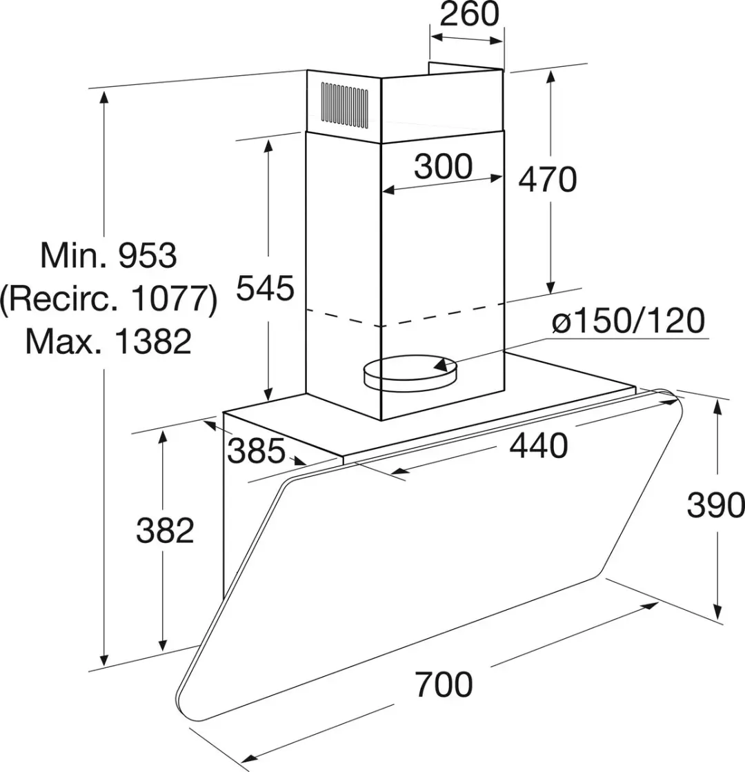 Etna AD571ZT Schouwkap 70cm - 740m³/u - Matzwart - Touchcontrol