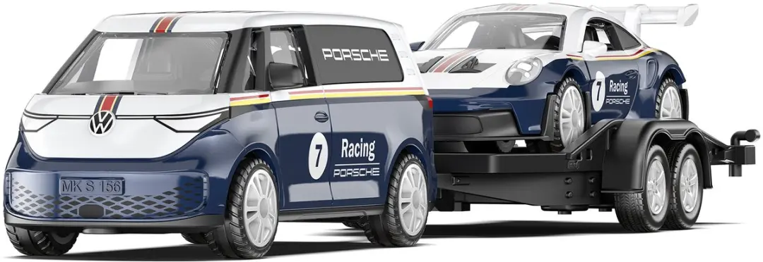 SIKU 2569 VW ID. Buzz met Porsche 911 GT3 RS 1:50 - Wit/Blauw