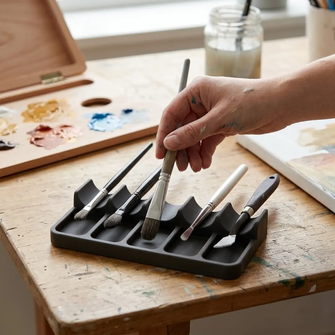 NUVEX Penseelhouder met tray - Zwart