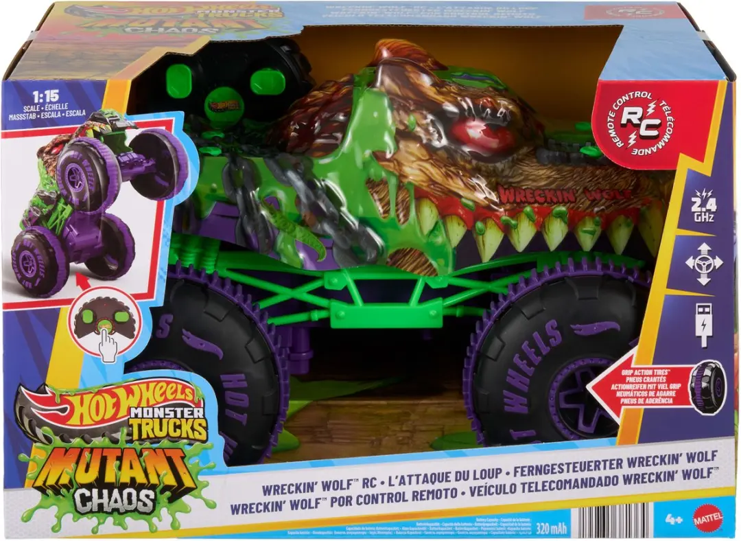 Hot Wheels Monster Trucks RC Mutant Wreckin' Wolf JMM77 - Multicolor