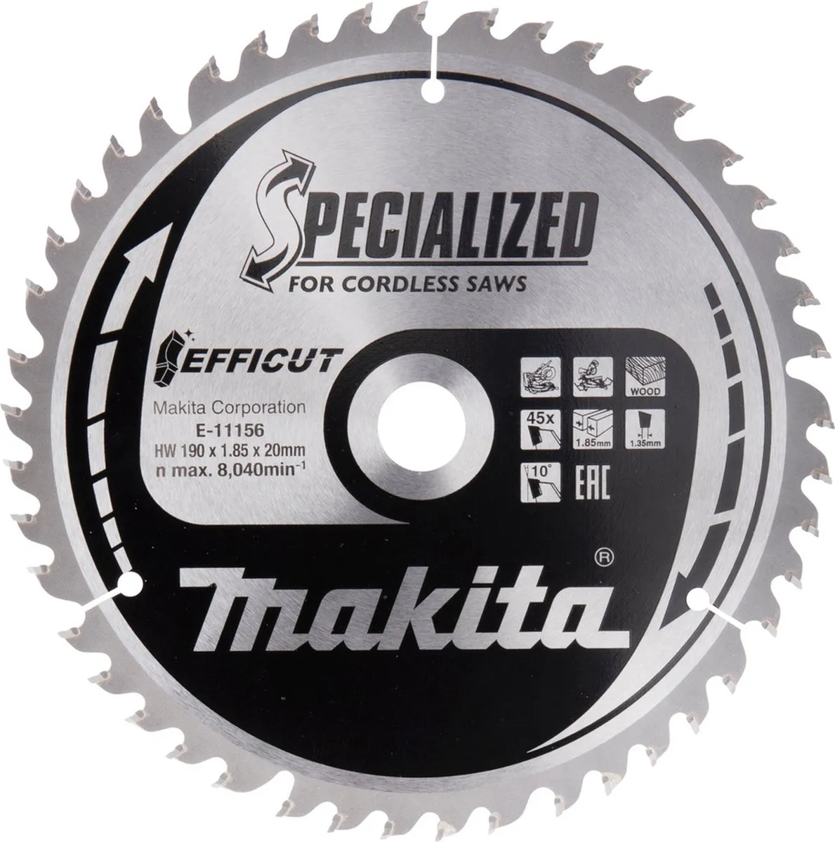 Makita E-11156 Cirkelzaagblad Hout 190mm - 45T