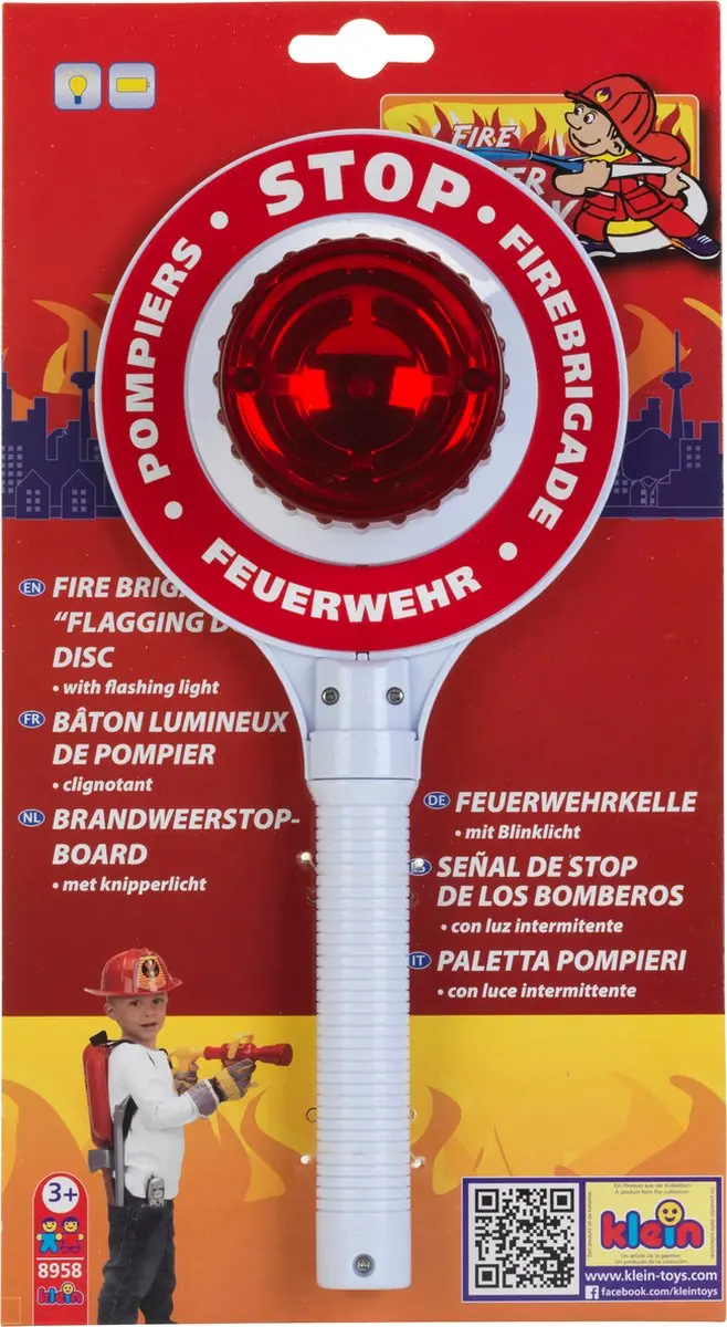 Klein Toys Brandweerstopbord - 16x3,5x29cm - Rood/Wit