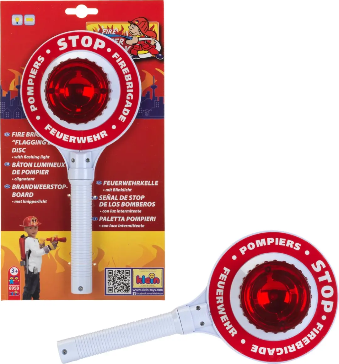 Klein Toys Brandweerstopbord - 16x3,5x29cm - Rood/Wit