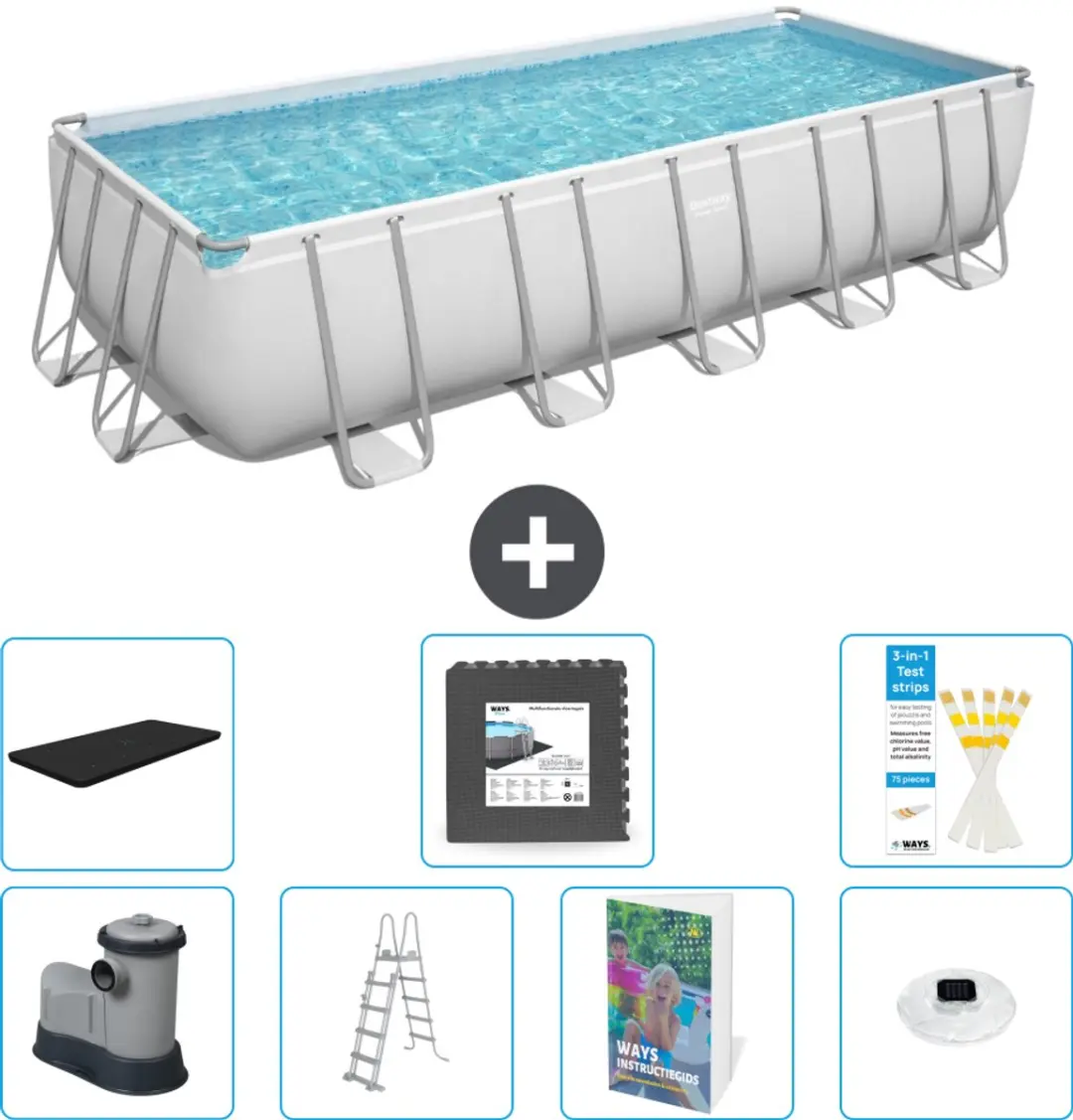 Bestway Power Steel Zwembad 640x274cm - 19.281L - Grijs