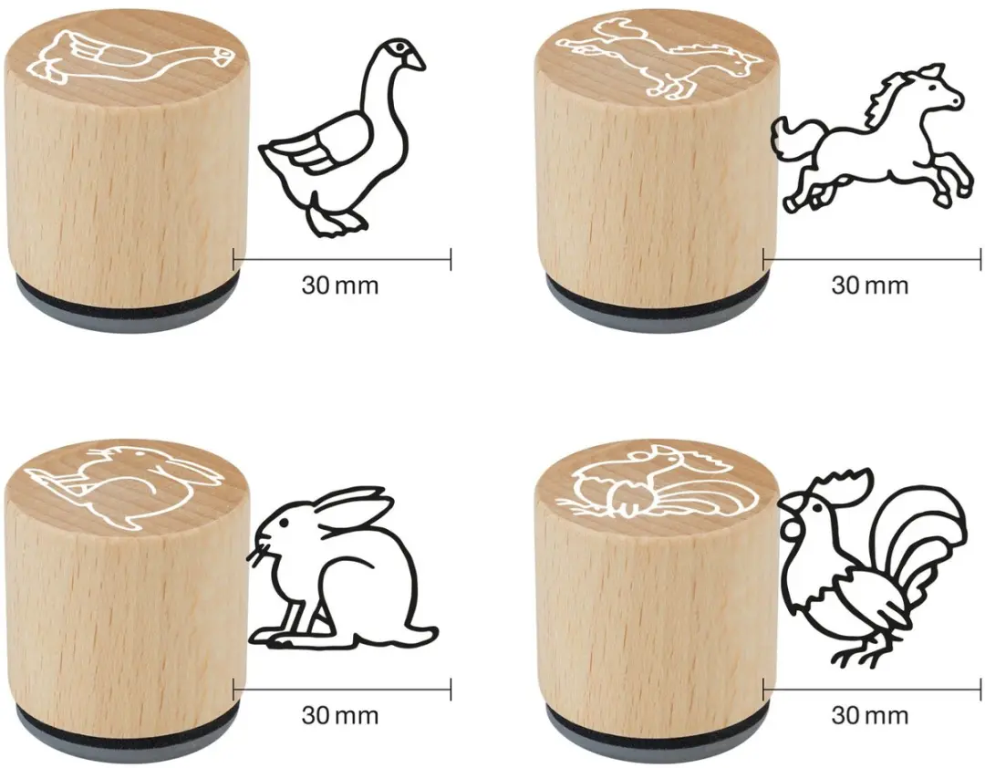 Colop Woodies Stempelset - 12 Houten Motieven - Multicolor