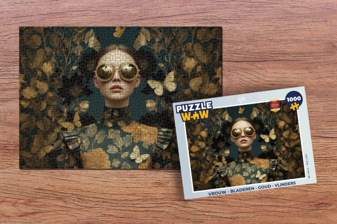 PuzzleWow Vlinders Legpuzzel 1000 Stuks - Goud