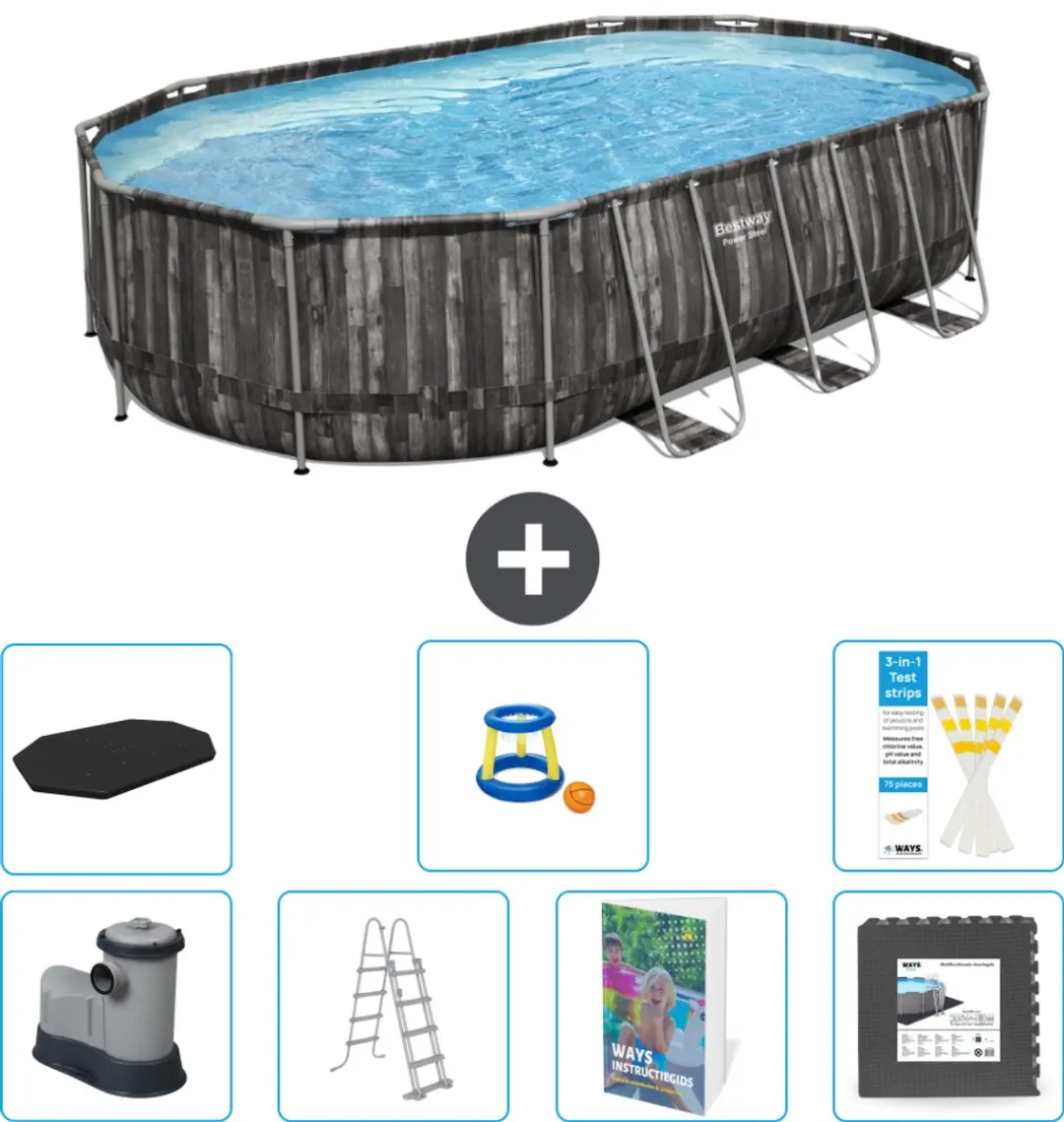 Bestway Ovaal Power Steel Zwembad 610x366x122cm