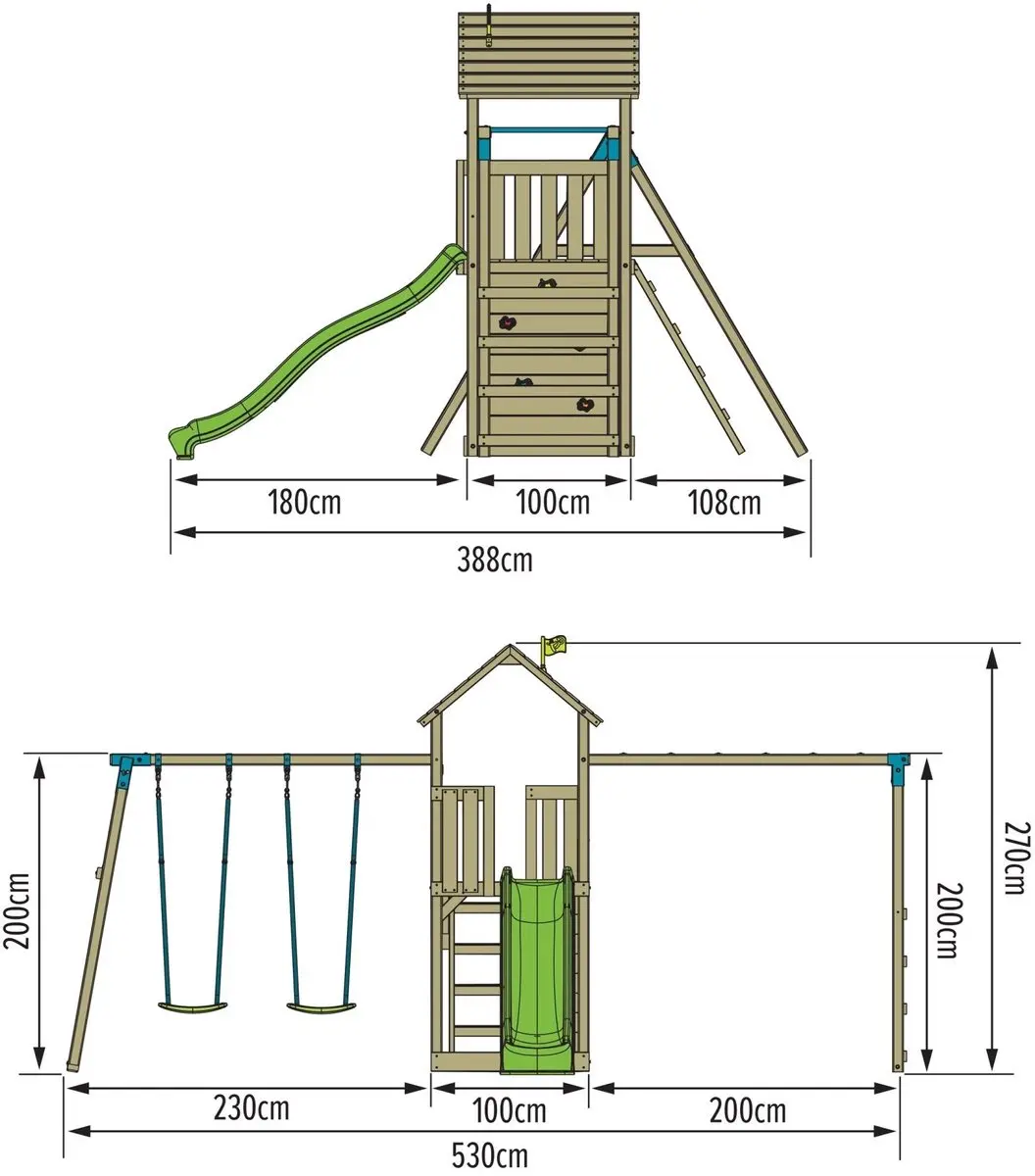 TP Toys Tamarin Skywood Speeltuin - Apenbrug met glijbaan en schommel