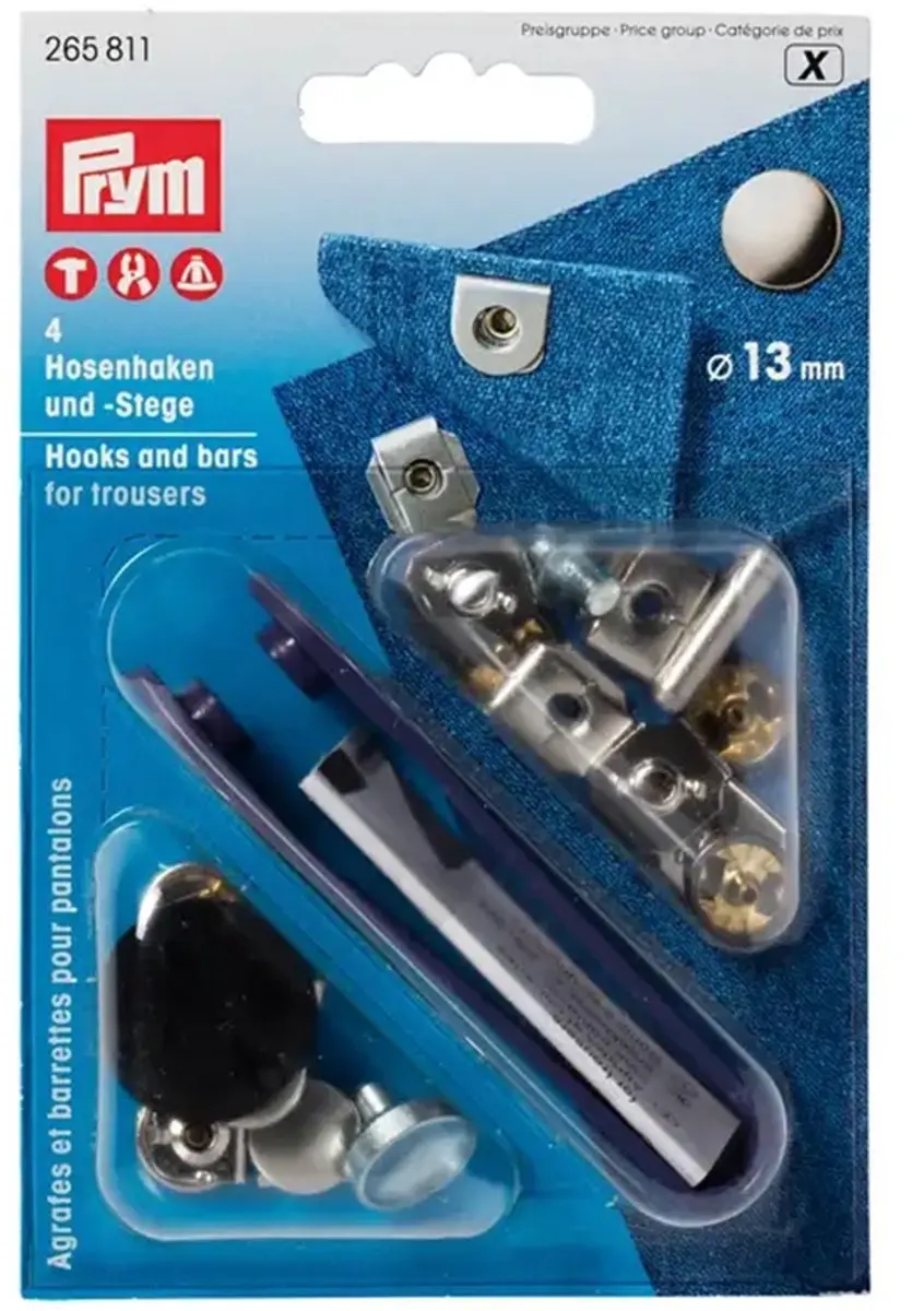 Prym Broekhaken 4 Stuks - 13mm - Zilverkleurig/Gebronsd