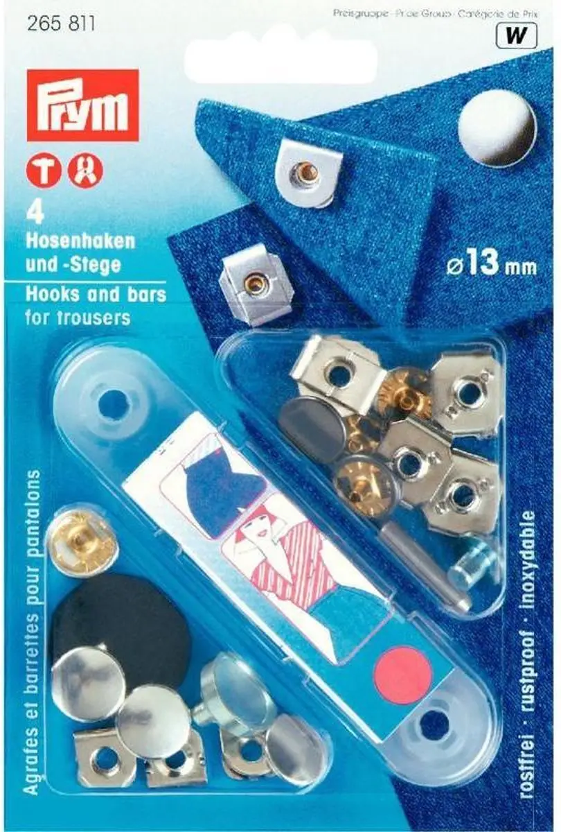 Prym Broekhaken 4 Stuks - 13mm - Zilverkleurig/Gebronsd