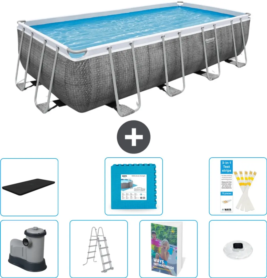 Bestway Power Steel Zwembad 549x274x122cm - 8-delig - Grijs
