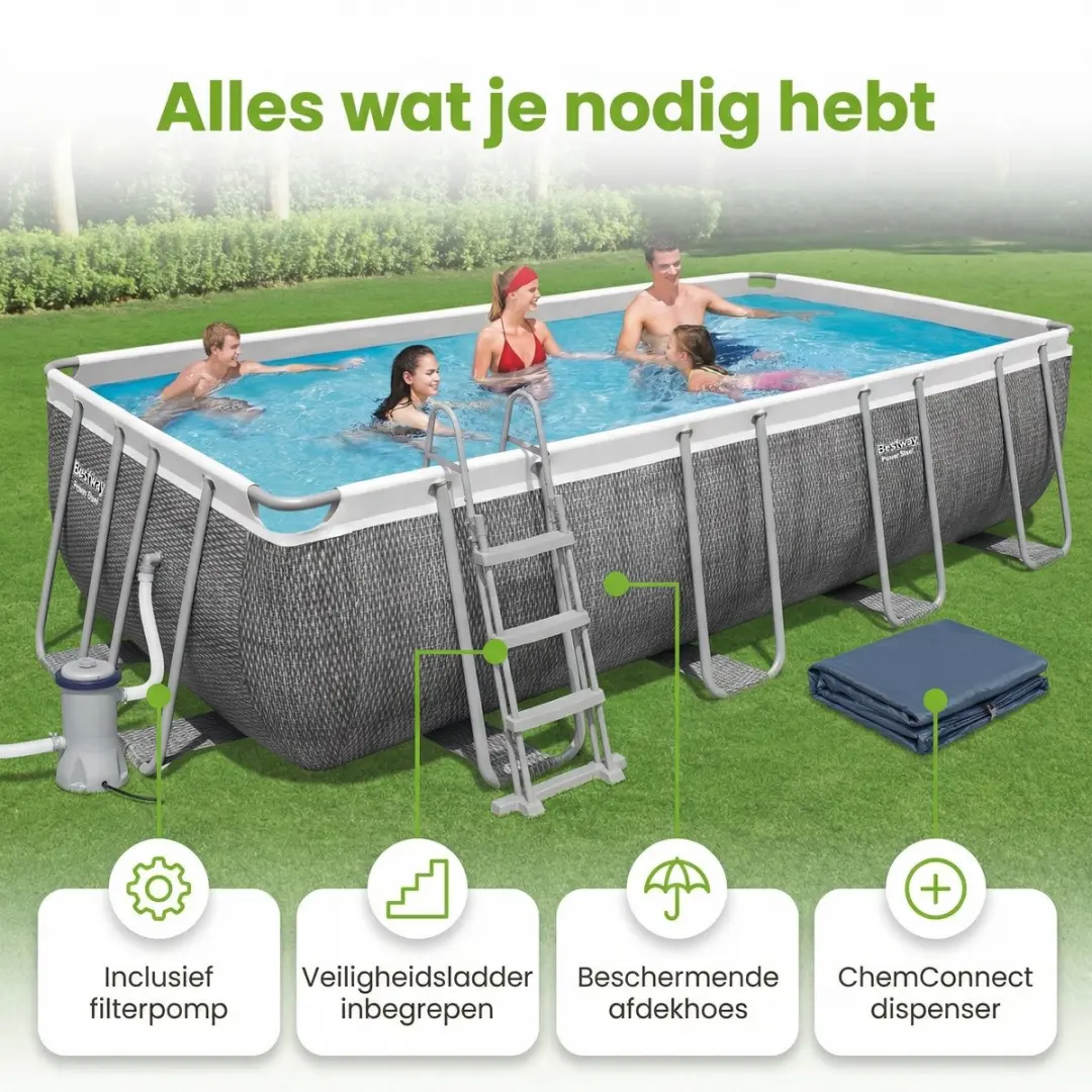 Bestway Power Steel Zwembad 549x274x122cm - 8-delig - Grijs