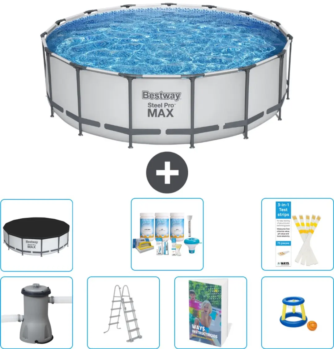 Bestway Steel Pro MAX Zwembad 457x122cm - Grijs - 19.480L
