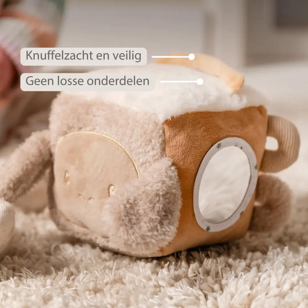 Nattou Lapidou Zachte Activiteitenkubus 18cm - Beige
